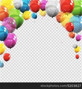 Group of Colour Glossy Helium Balloons with Blank Page Isolated on Transparent Background. Vector Illustration EPS10. Group of Colour Glossy Helium Balloons with Blank Page Isolated on Transparent Background. Vector Illustration