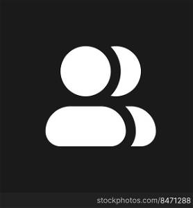 Group of contacts dark mode glyph ui icon. Project team members. User interface design. White silhouette symbol on black space. Solid pictogram for web, mobile. Vector isolated illustration. Group of contacts dark mode glyph ui icon