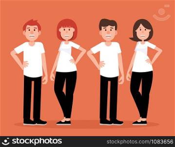Group of couple people a happy. Concept man and women smile vector illustration. Character flat style.