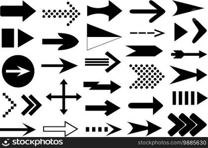 Group of different arrows isolated on white