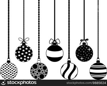 Group of different hanging Christmas decorations isolated on white