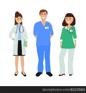  Group of doctors in a hospital, flat design