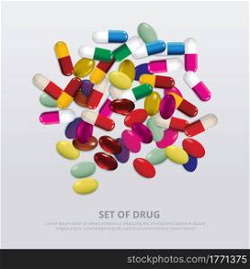 Group of Drug Realistic Vector Illustration