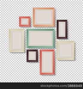 Group of Frames on Transparent Background in Hipster Colors
