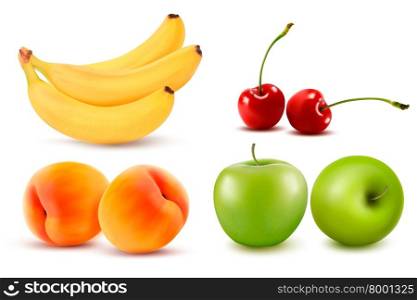 Group of fresh colorful fruit. Vector illustration.