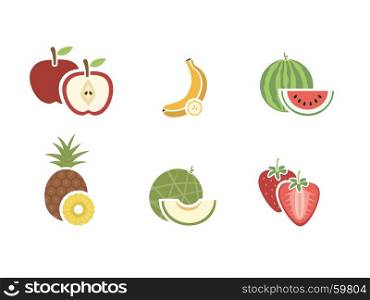 Group of fruits color icon on white background