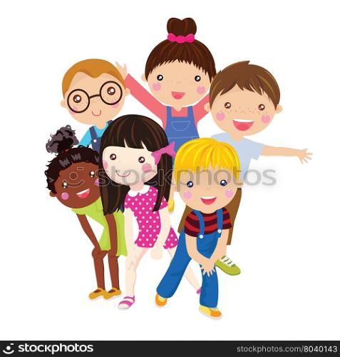 group of girl children having fun. group of girl children having fun vector illustration
