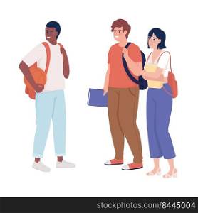 Group of happy high school students semi flat color vector characters. Editable figures. Full body people on white. Simple cartoon style illustration for web graphic design and animation. Group of happy high school students semi flat color vector characters