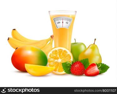 Group of healthy fruit. Diet concept. Vector.