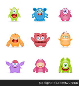 Group of monster alien mutant colorful character set isolated vector illustration
