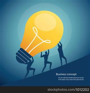 group of people carrying light bulb. concept of creative thinking vector illustration eps10