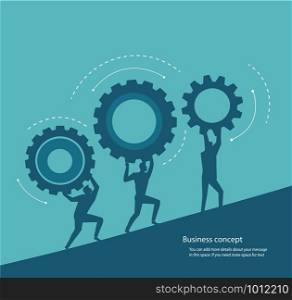 group of people holding gears and space for write. concept of innovation vector illustration eps10