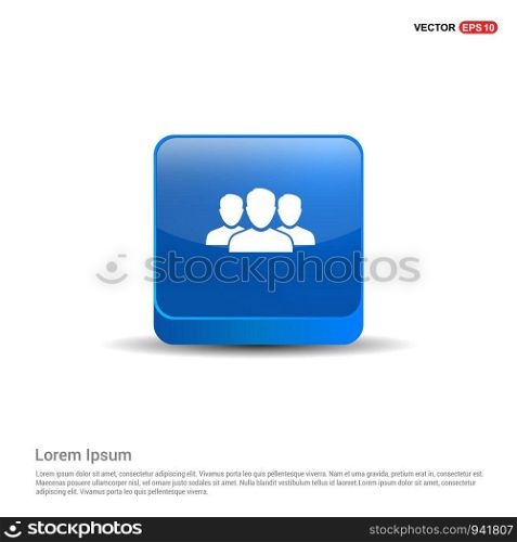 Group of people icon. - 3d Blue Button.