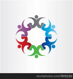 group of people in circle party celebrating teamwork symbol