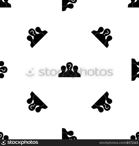 Group of people with unknown personality pattern repeat seamless in black color for any design. Vector geometric illustration. Group of people with unknown personality pattern seamless black