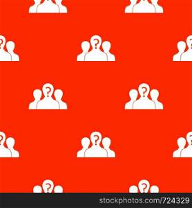 Group of people with unknown personality pattern repeat seamless in orange color for any design. Vector geometric illustration. Group of people with unknown personality pattern seamless