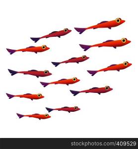 Group of small fish cartoon icon. School of sea fish isolated on a white . Group of small fish icon