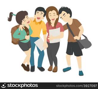 Group of smiling teenage students , eps10 vector format