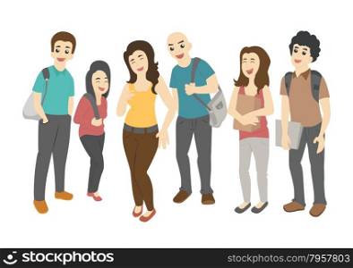 Group of smiling teenage students , eps10 vector format