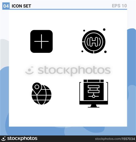Group of Solid Glyphs Signs and Symbols for instagram, globe, upload, hospital, cloud Editable Vector Design Elements
