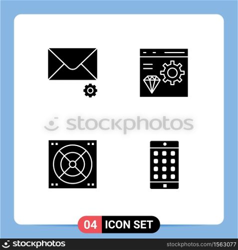 Group of Solid Glyphs Signs and Symbols for mail, bath, app, develop, application Editable Vector Design Elements