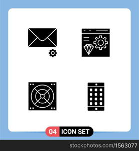 Group of Solid Glyphs Signs and Symbols for mail, bath, app, develop, application Editable Vector Design Elements