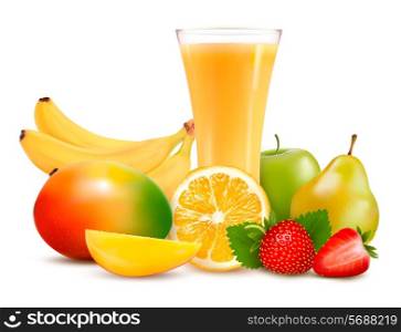 Group of summer and tropical fruit.Vector