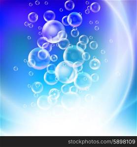Group of transparent spheres on a blue background vector. Group of transparent spheres on a blue background