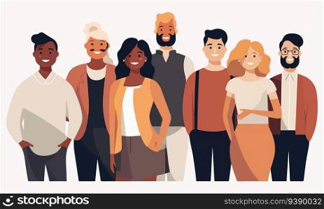 Group of young friendly people. Man and woman professionals vector illustration. Group of young friendly people. Man and woman professionals vector illustration.