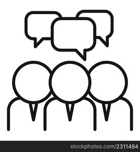 Group office speak icon outline vector. People talk. Chat speech. Group office speak icon outline vector. People talk