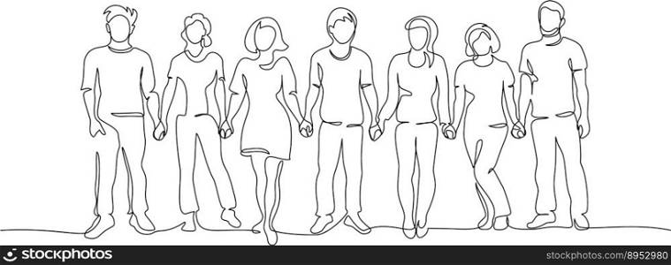 Group people holding hands together business vector image
