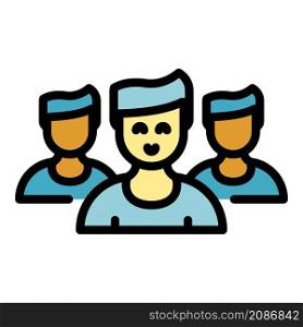 Group people interaction icon. Outline group people interaction vector icon color flat isolated. Group people interaction icon color outline vector