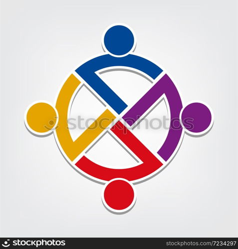 Group people logo handshake in a circle,Teamwork icon.vector illustrator