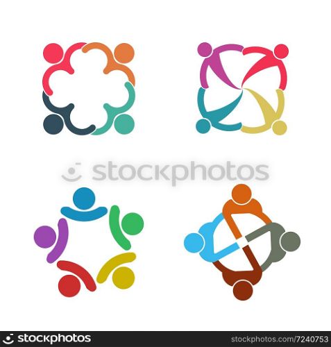 Group people logo handshake in a circle,Teamwork icon,vector illustrator