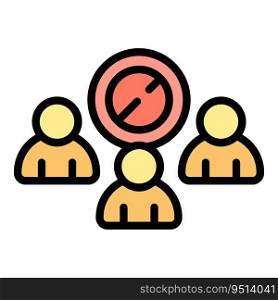 Group self isolation icon outline vector. Home quarantine. Corona virus color flat. Group self isolation icon vector flat