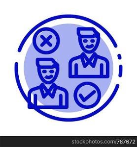 Group, User, Job, good, cancel Blue Dotted Line Line Icon
