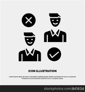 Group, User, Job, good, cancel solid Glyph Icon vector