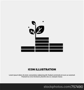 Grow, Growth, Money, Success solid Glyph Icon vector