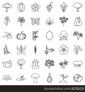Grow icons set. Outline style of 36 grow vector icons for web isolated on white background. Grow icons set, outline style