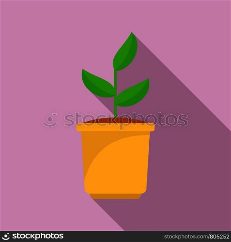 Grow plant pot icon. Flat illustration of grow plant pot vector icon for web design. Grow plant pot icon, flat style