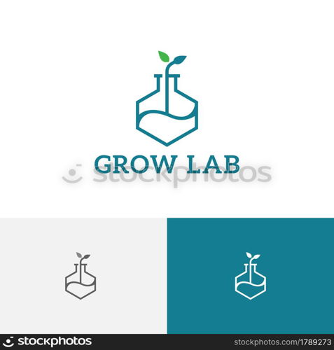 Grow Plant Sprout Hexagon Tube Biology Research Logo