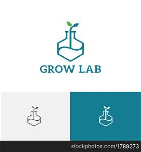 Grow Plant Sprout Hexagon Tube Biology Research Logo