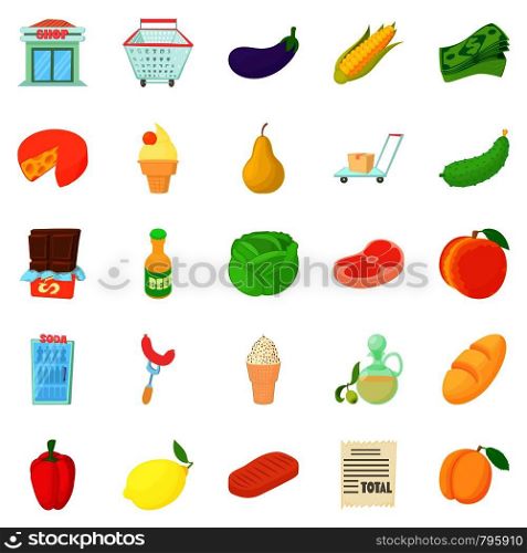 Grow vegetables icons set. Cartoon set of 25 grow vegetables vector icons for web isolated on white background. Grow vegetables icons set, cartoon style
