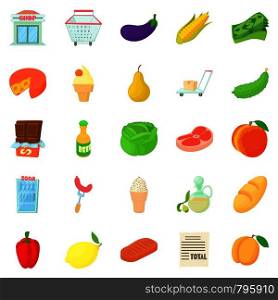 Grow vegetables icons set. Cartoon set of 25 grow vegetables vector icons for web isolated on white background. Grow vegetables icons set, cartoon style