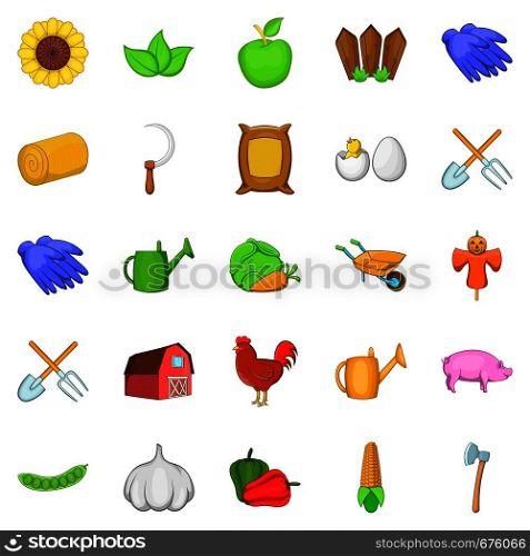 Grower icons set. Cartoon set of 25 grower vector icons for web isolated on white background. Grower icons set, cartoon style