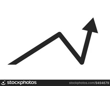 Growing arrow up flat monochrome isolated vector object. Trade infographic. Profit arrow. Editable black and white line art drawing. Simple outline spot illustration for web graphic design. Growing arrow up flat monochrome isolated vector object