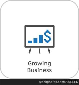 Growing Business Icon. Presentation. Flat Design.