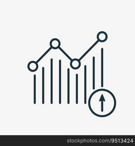 Growing Graph Linear Icon. Increase of Graphic Bar with Arrow Up. Finance and Business Line Icon. Editable stroke. Vector illustration.. Growing Graph Linear Icon. Increase of Graphic Bar with Arrow Up. Finance and Business Line Icon. Editable stroke. Vector illustration