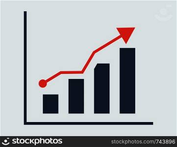 Growing graph vector icon in flat design. Eps10. Growing graph vector icon in flat design