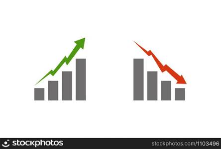 growing graph with arrow icons in flat style. growing graph with arrow icons in flat